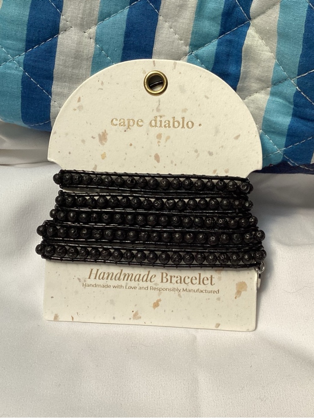 Cape Diablo men’s lava stone Beaded Handmade Wrap Bracelet